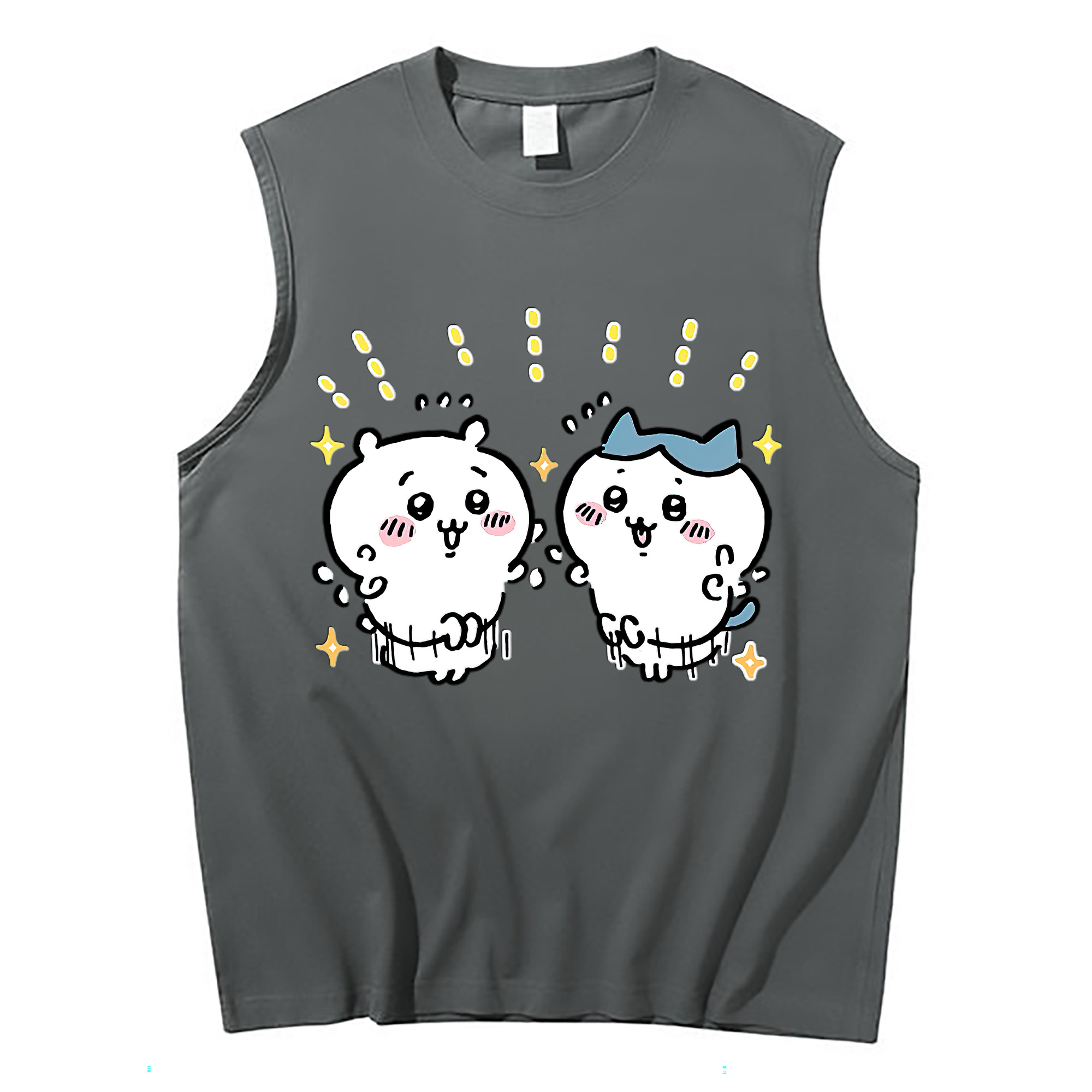 （画像用） ちいかわ ハチワレ Chii-kawa hachiware コットン100％タンクトップ（フロントプリント）